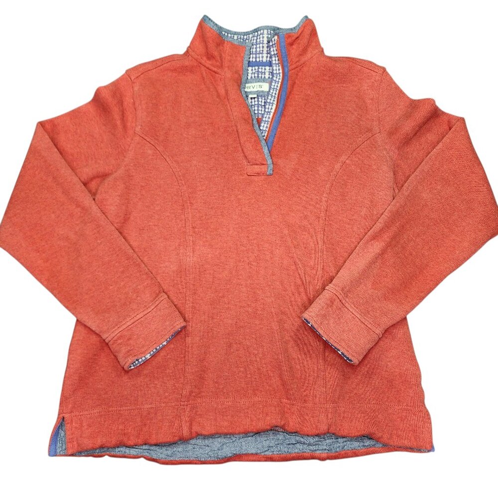 Orvis Signature Softest Quarter Zip Pullover Sweatshirt Coral Size Medium